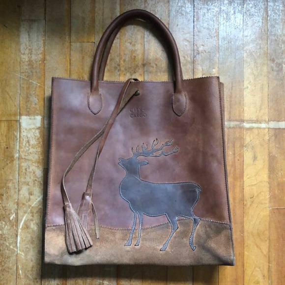 Full grain Kashmiri Leather Grocery Tote - Picture 2 of 2